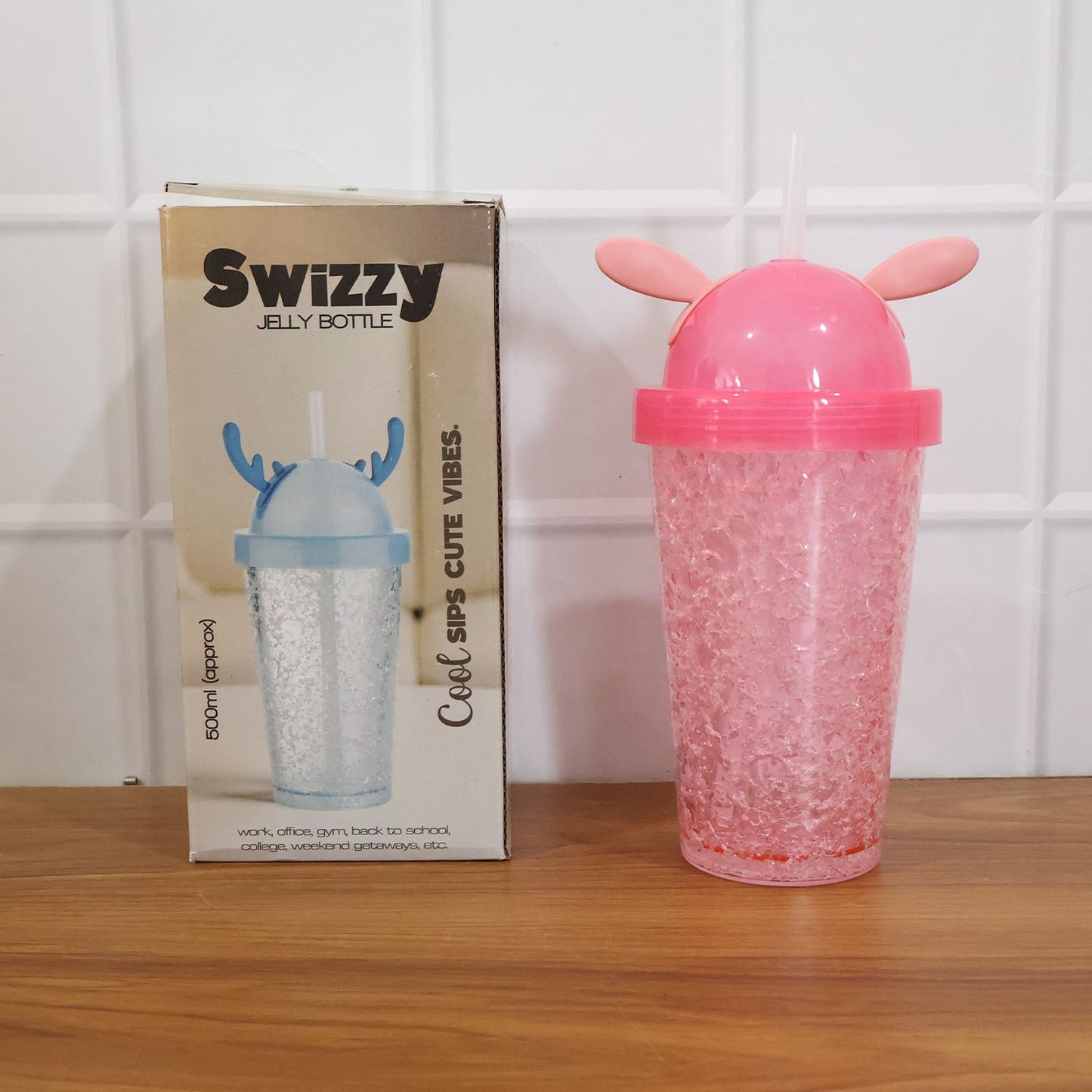 Cute Bunny Ear Design Tumbler Sipper Bottle (500 ML, 1 Pc)