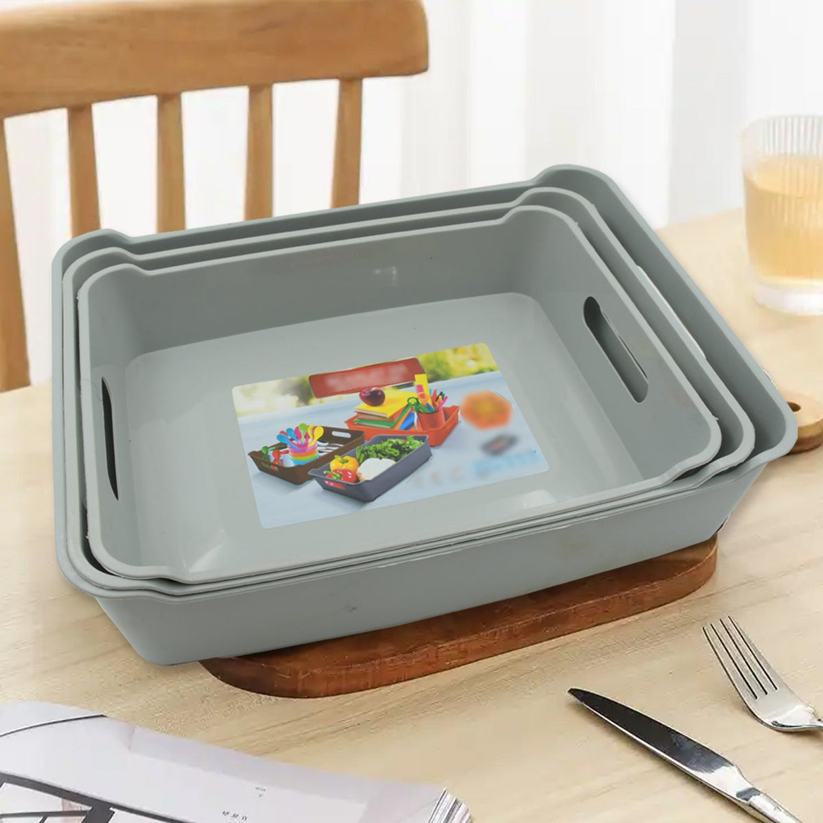Multi Purpose Tray, Cosmetics, Stationary Set of 3