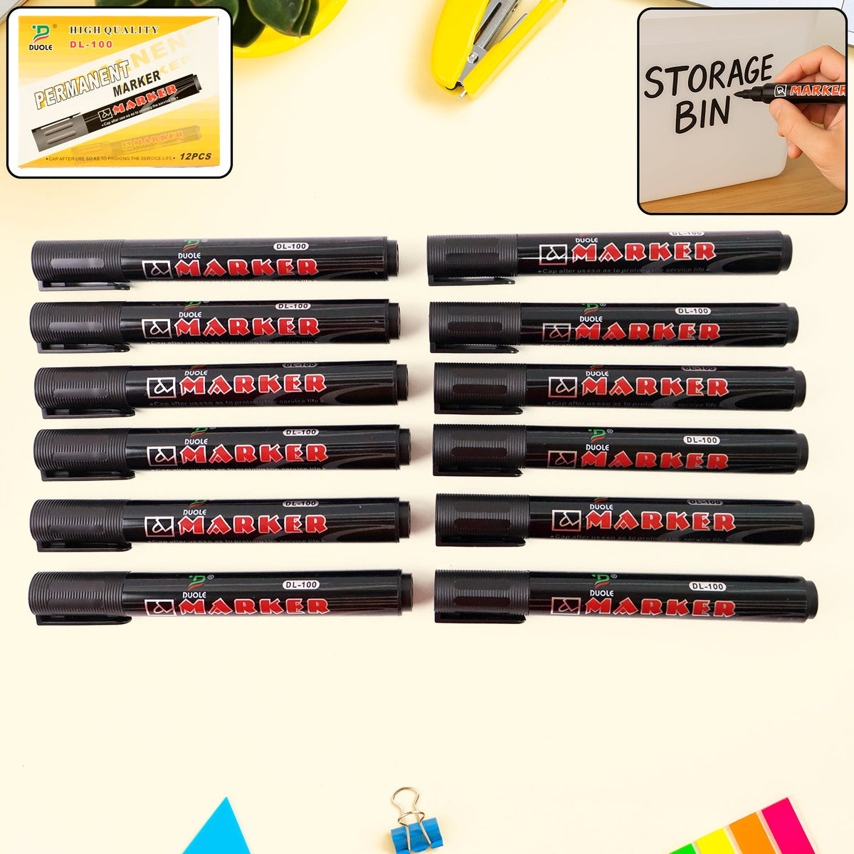 Premium Permanent Black Marker Pen Set