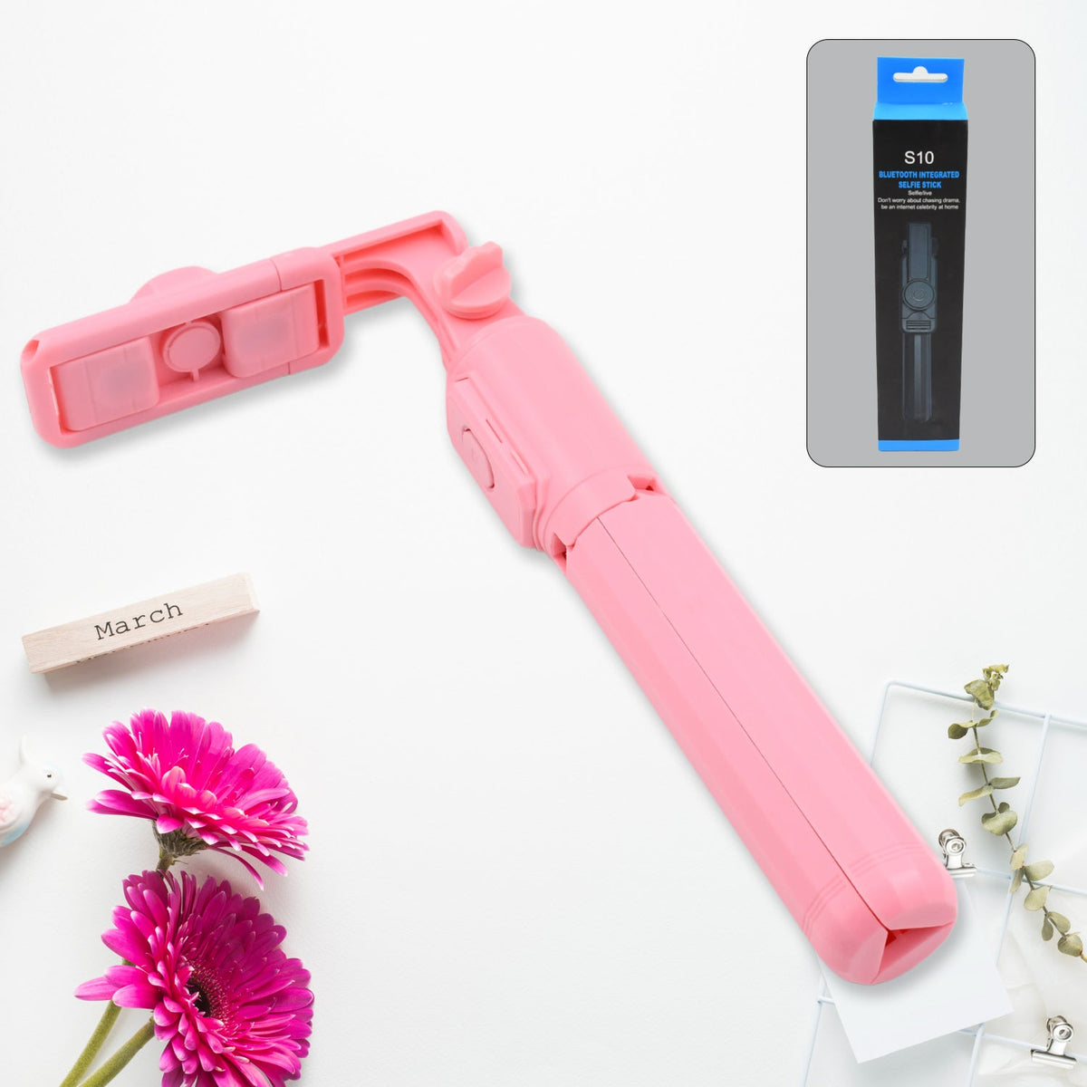 Portable Foldable Selfie Stick with Remote Control, YouTuber Video Recording (1 Pc)