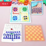 13 in 1 Family Board Game Chess,  Space Venture, Steeplechase Set for Kids