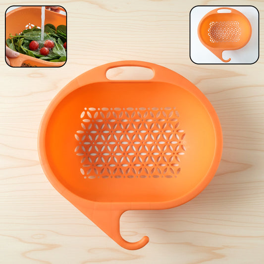 Multipurpose plastic kitchen strainer bowl with hook handle