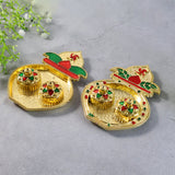 Decorative Plastic Kalash-Shape Double Kumkum Box (Mix Design, 1 Pc)