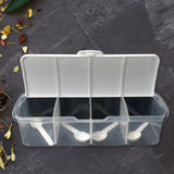 Kitchen Multipurpose Air-tight 4 Sections Storage Containers with 4 spoon (1 Pc )