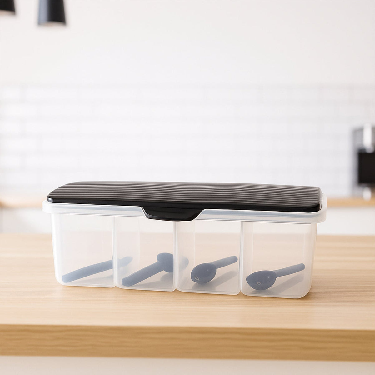 Kitchen Multipurpose Air-tight 4 Sections Storage Containers / Masala Box (1 Set)