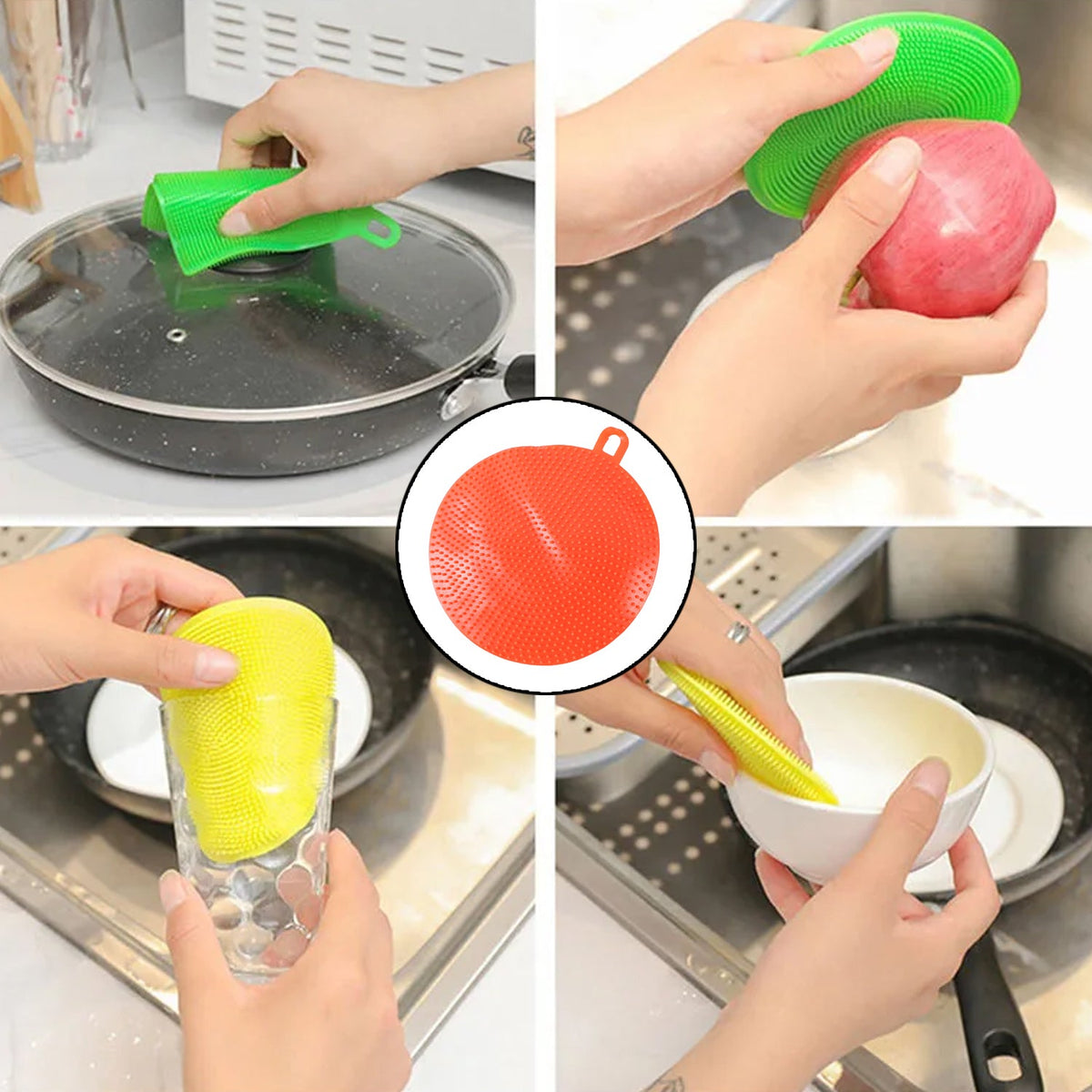 Red Silicone Dish Scrubber 