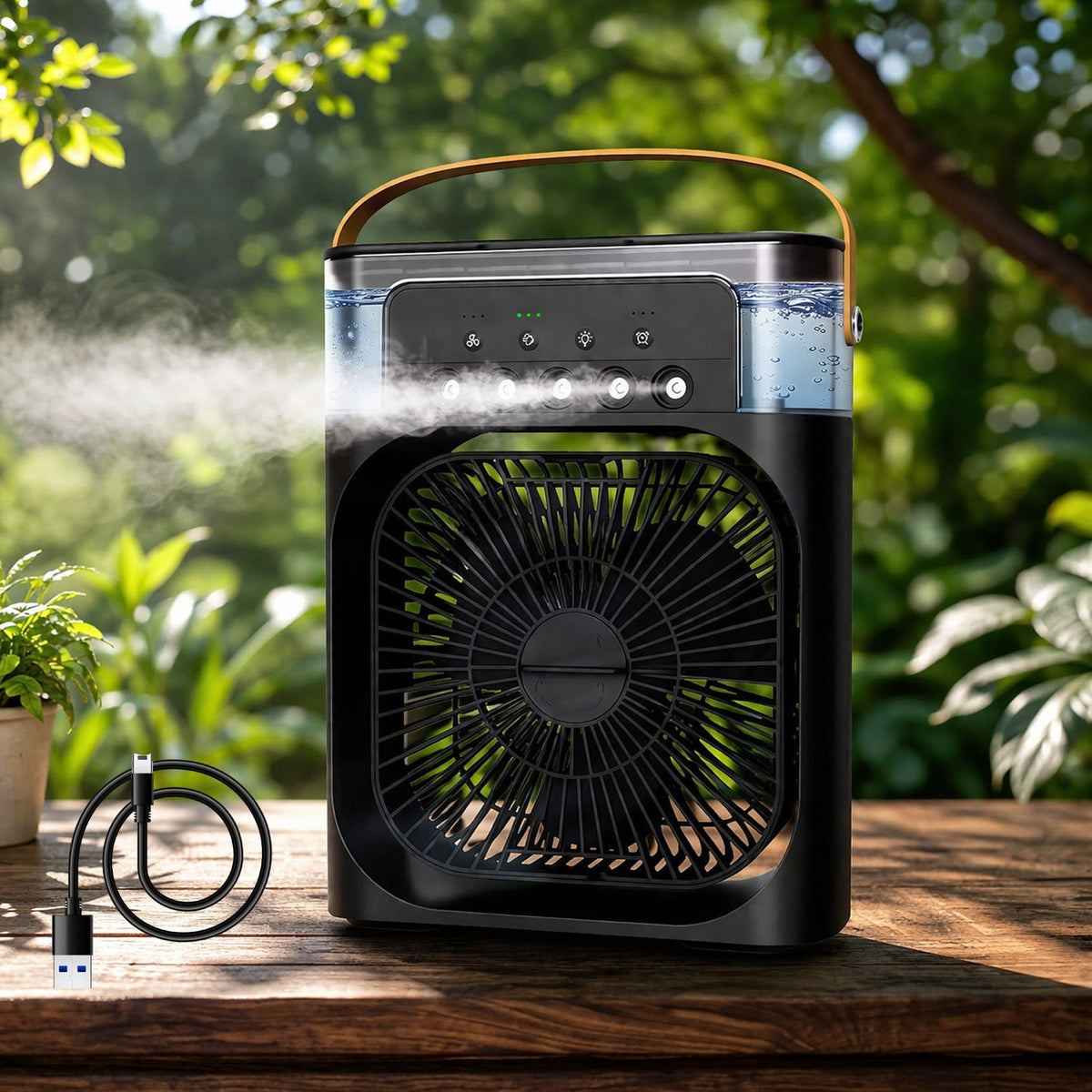 Portable Air Cooler Fan with 7-Color Light – Personal AC Fan