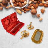 5-in-1 Gold & Silver Plated Bowl Spoon Tray Set with Velvet Gift Box