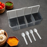 Kitchen Multipurpose Air-tight 4 Sections Storage Containers with 4 spoon (1 Pc )