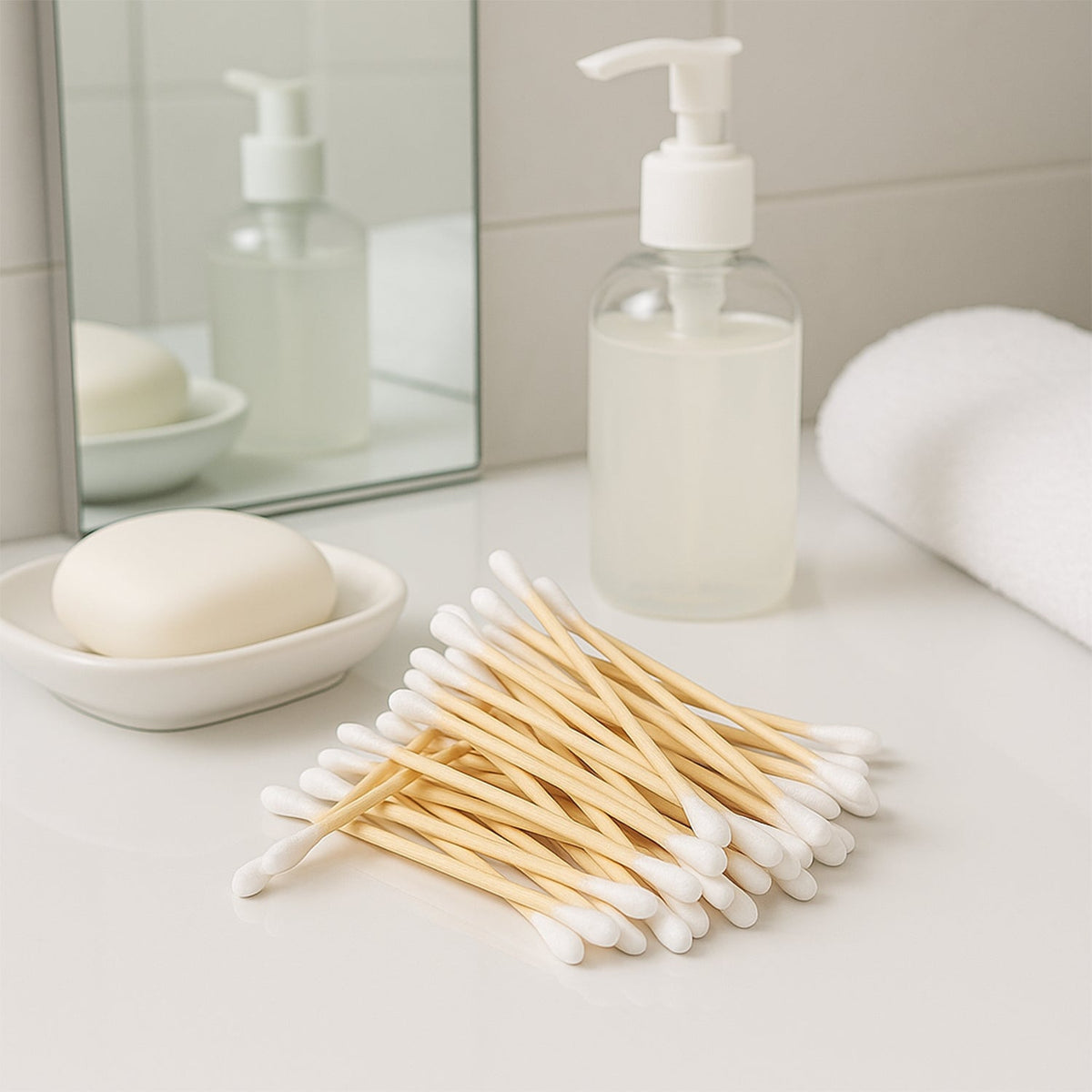 Eco-Friendly Wooden Cotton Ear Buds (1 pkt / 100 Pcs Approx)