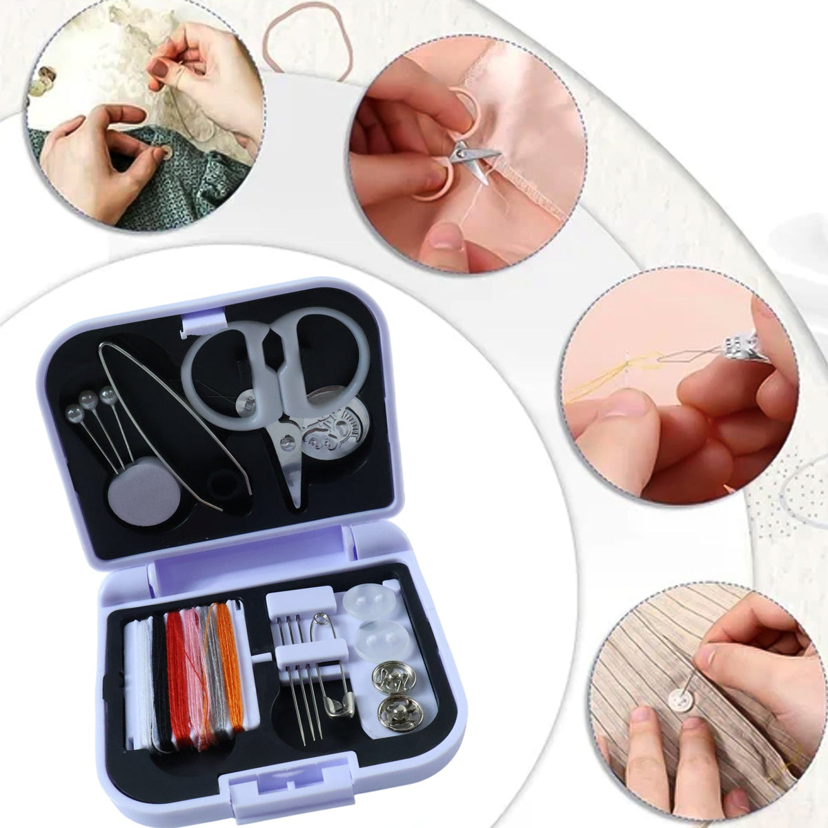 Compact Sewing Kit with Storage Box for Home (1 Set with Box)