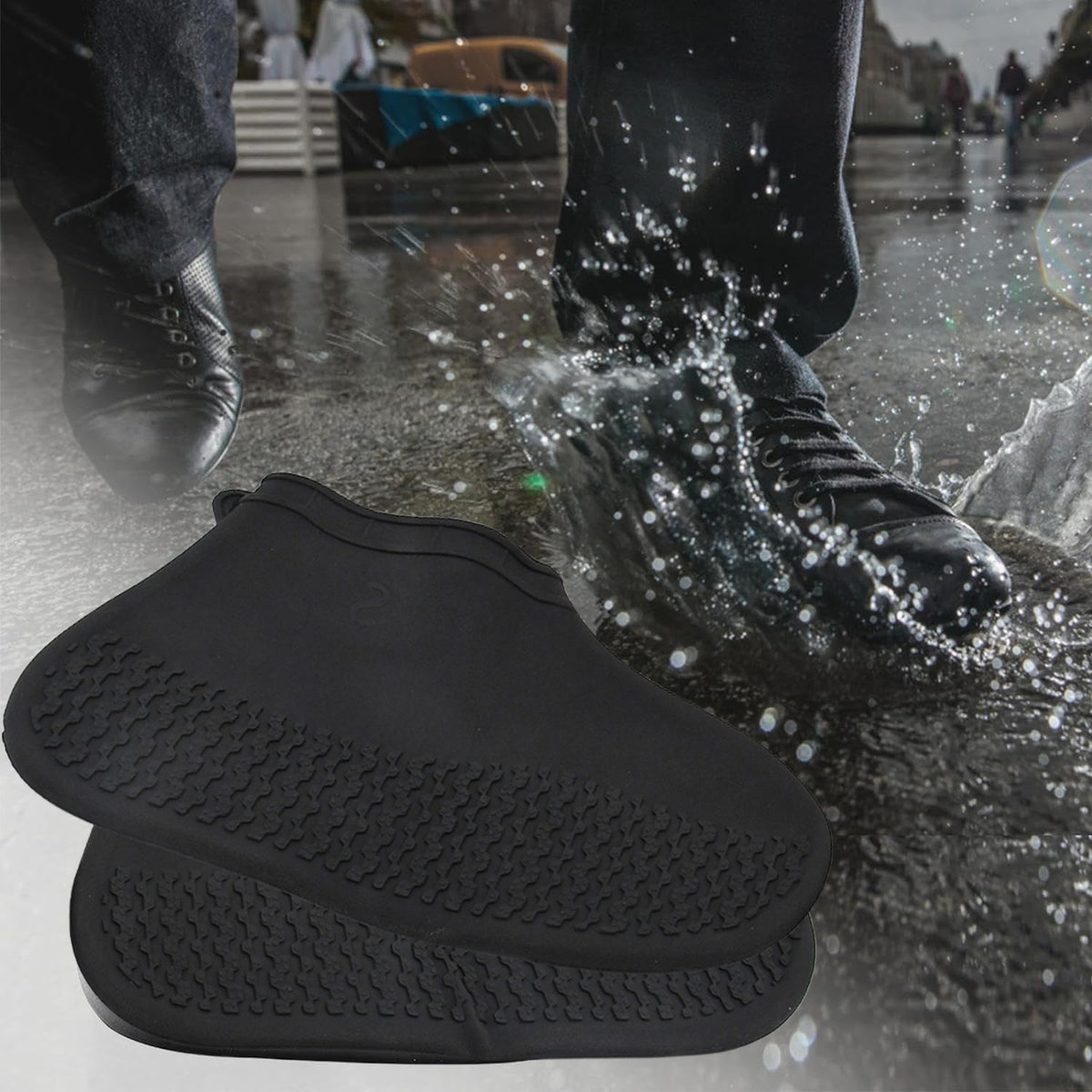 Non-Slip Silicone Waterproof Anti-Skid Reusable Shoe Covers (Small, 1 Pair)