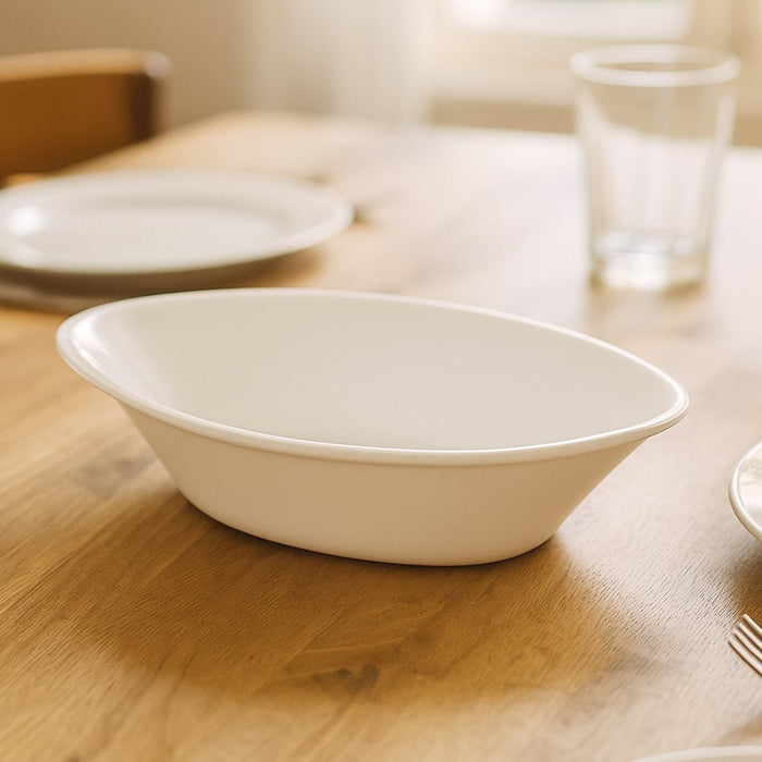Plastic Marin Serving Bowl – Elegant Oval Deep Bowl (1 Pc / White)