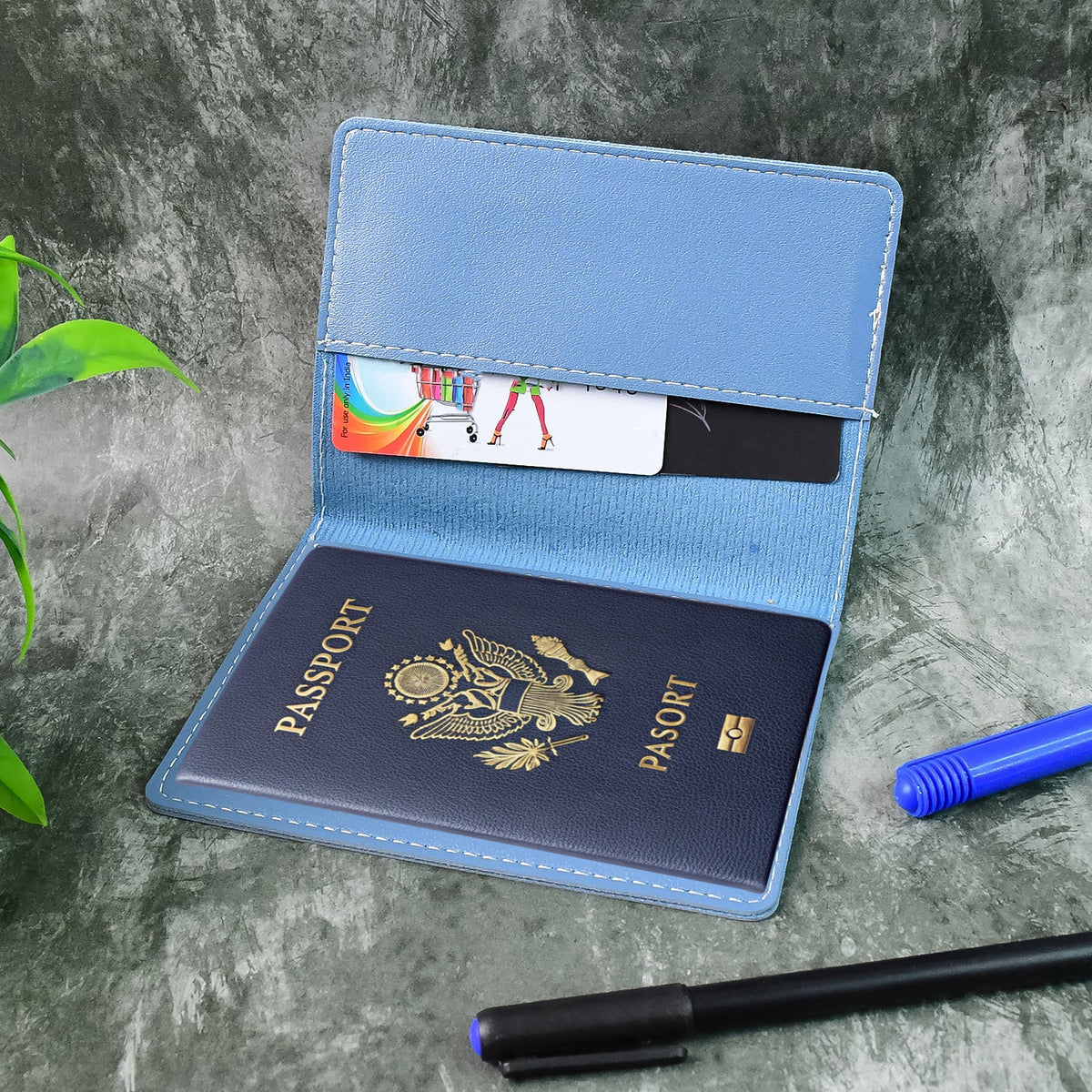 Premium PU Leather Passport Holder with Card Slots (1 Pc)