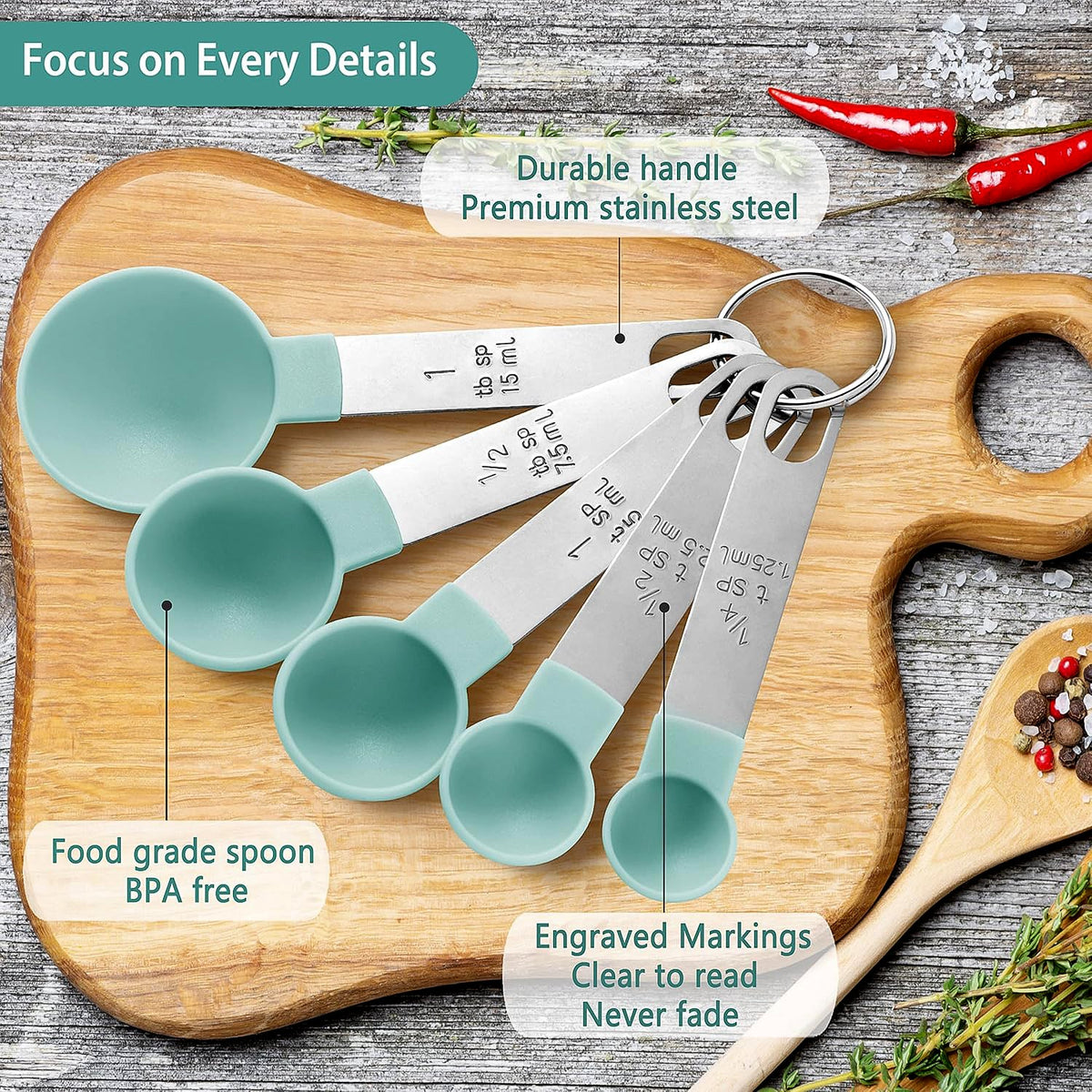 Premium Measuring Spoon Set with Stainless Steel Handles 4-Piece