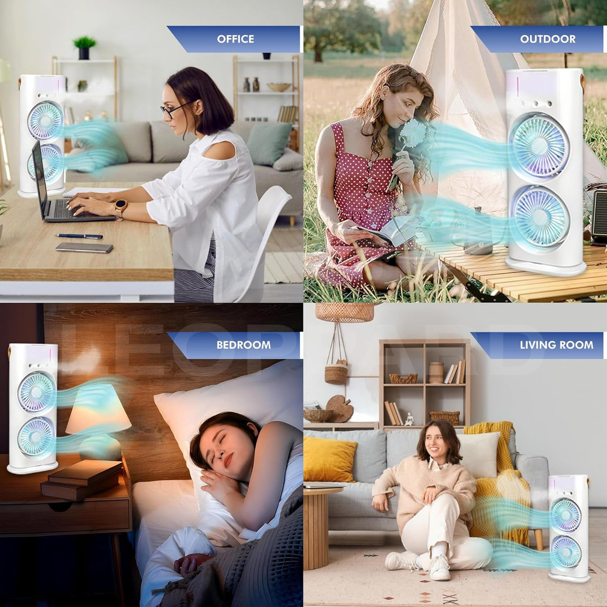 Electric Fan Desktop Double-Head Powerful Air (1 Pc / With Remote / Plug and Play)