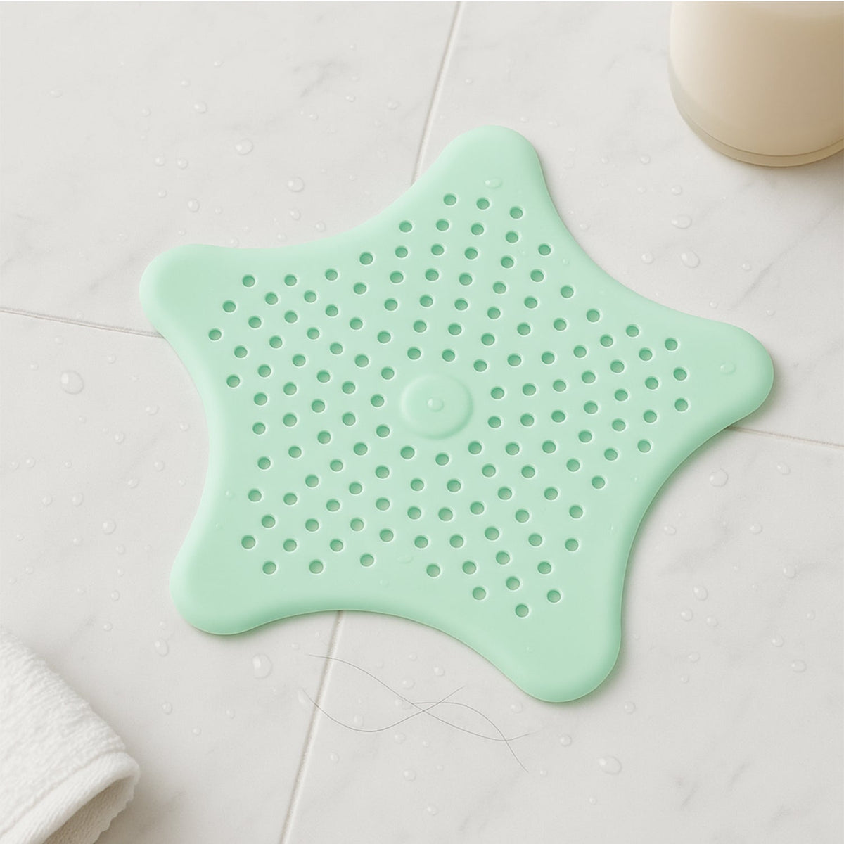 Mint Green Silicone Star Shaped Sink Filter Bathroom Hair Catcher Drain Strainers