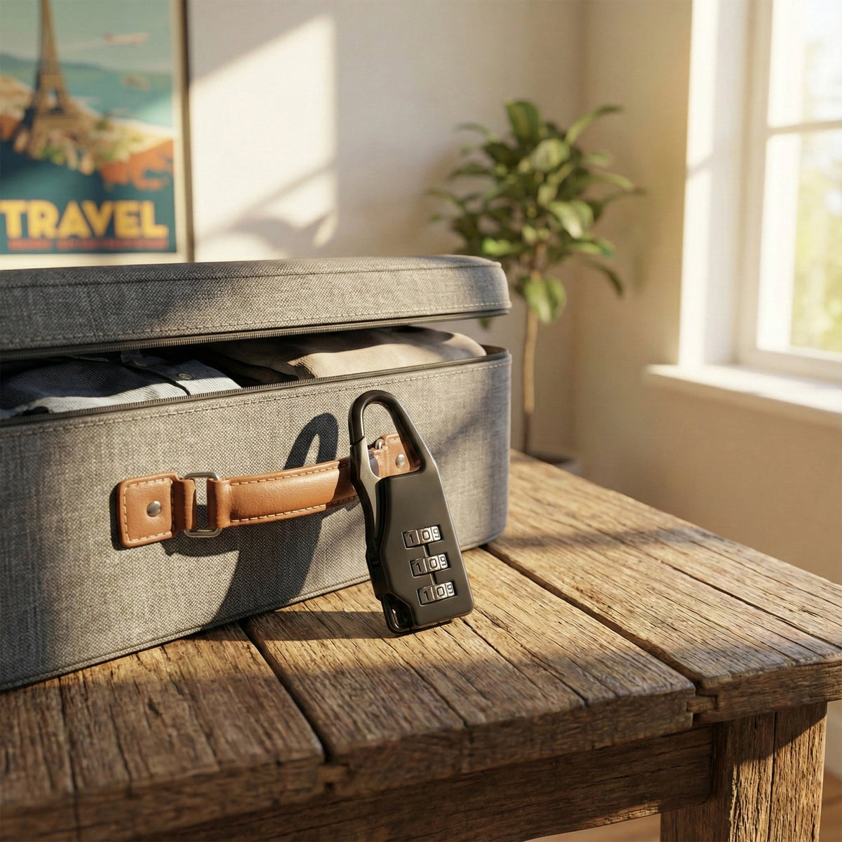 Secure 3-Digit Combination Travel Lock (1 Pc)