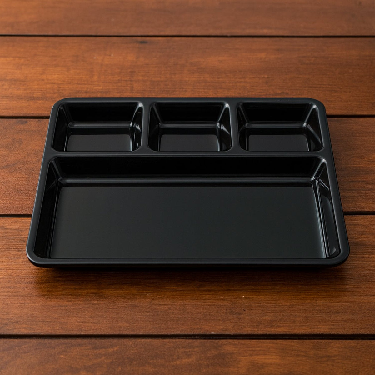 Plastic 4-Compartment Rectangular Meal Serving Tray – Sectioned Dining Plate (1 Pc)