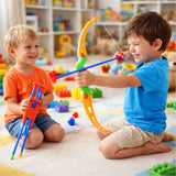 Plastic Archery Bow Arrow Toy Set with single knife and 3pc Arrow and Target Board