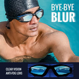 Konex Professional Anti-Fog UV Protection Swimming Goggles Mirrored Lenses and Earplugs