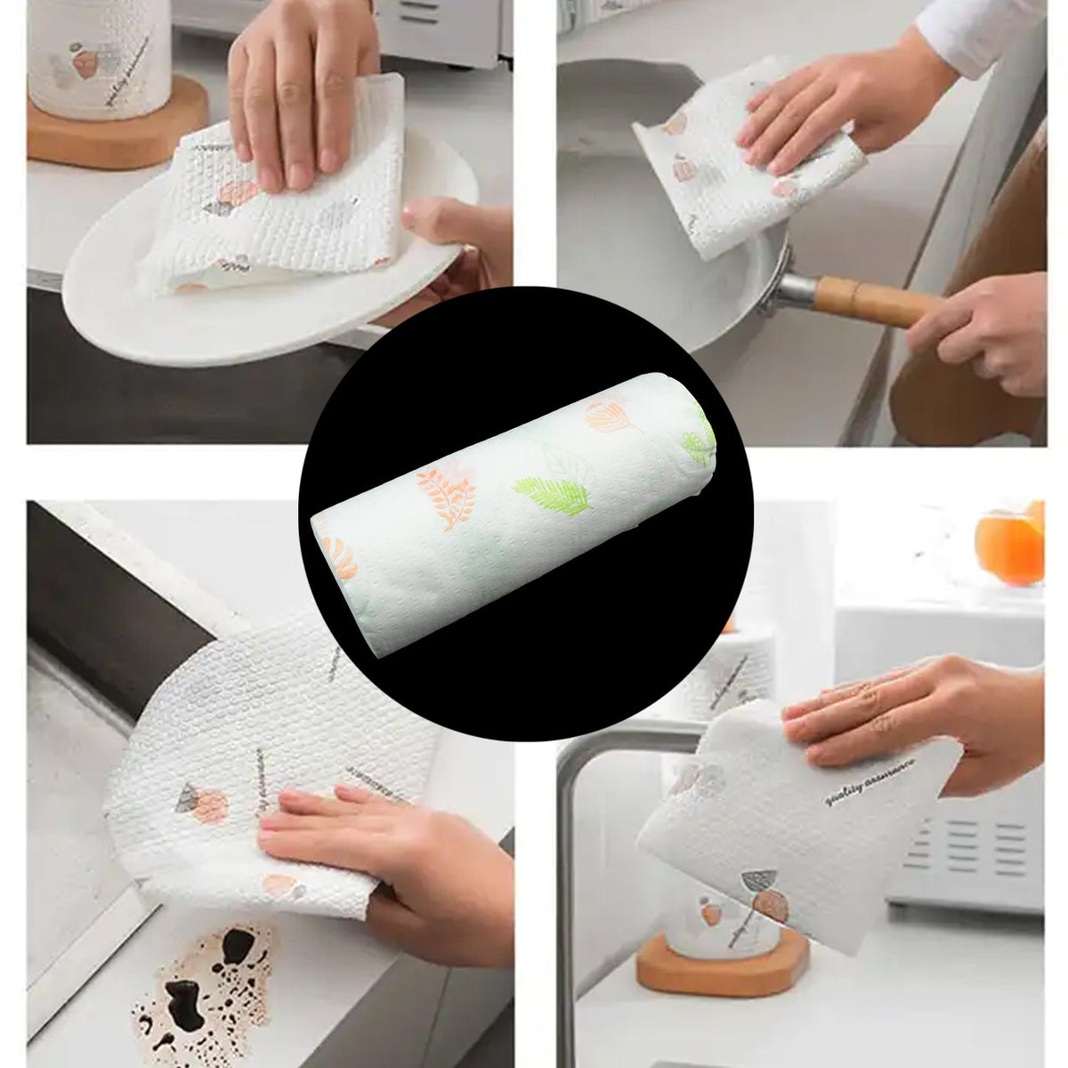 Non Woven Reusable Tissue Roll Oil Absorbing Paper Towel 40 sheets / Pulls
