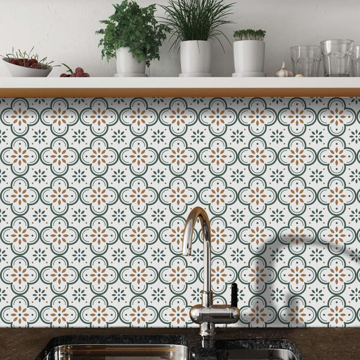 Peel & Stick 8×8 Inch Floor Tiles for Kitchen & Bathroom (10 Pc Set)