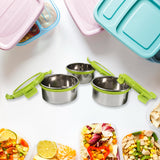 Stainless Steel Tiffin Lunch Box Container / Dabba with 4 Side Clip Lock Lid