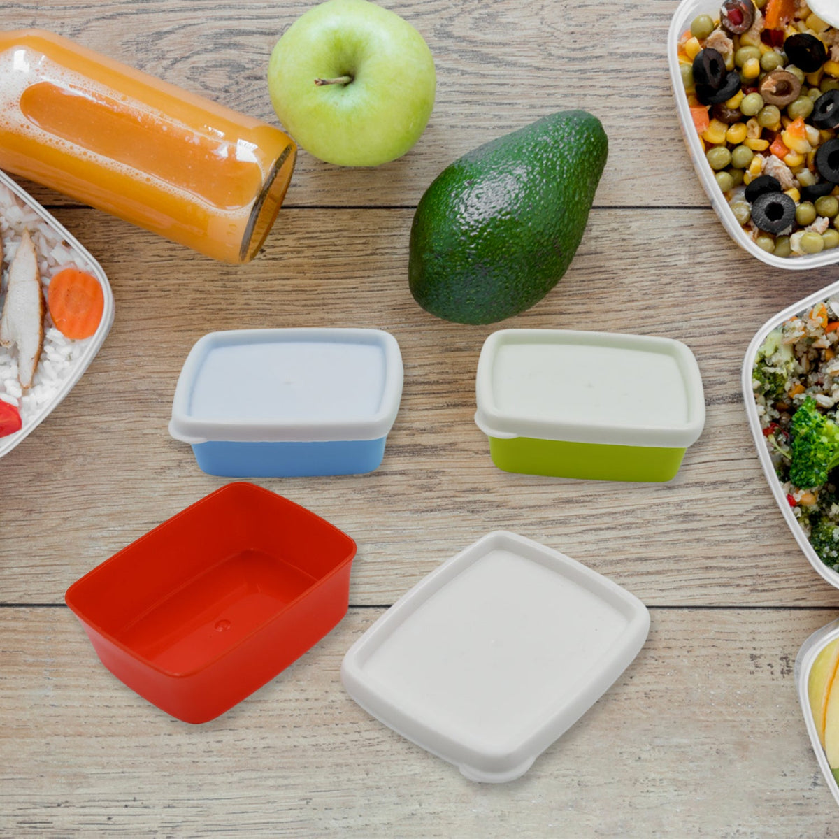 3-Piece Multicolor Airtight Container Set – Rectangular Food & Fridge Storage