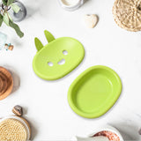 Soap Box  Cute Rabbit Shape Double Bowl Plastic Rack Storage