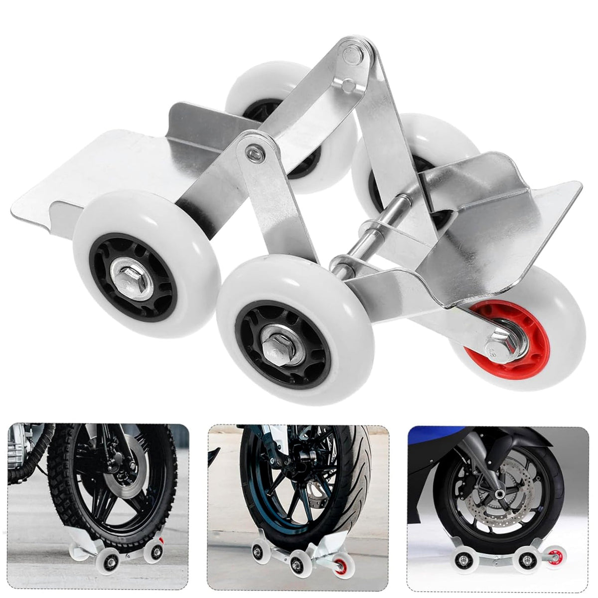 Heavy-Duty Motorcycle Front Wheel Parking Roller Stand (1 Pc)