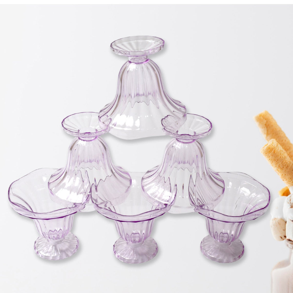 Crystal Plastic Ice-Cream Bowl Set – Serving Bowls (6 Pc)