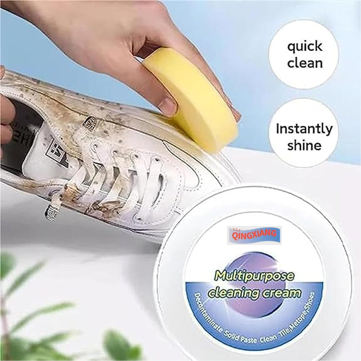Shoe Cleaning Cream – Stain Remover for Sneakers, White Rubber Sole & Polish (260g)
