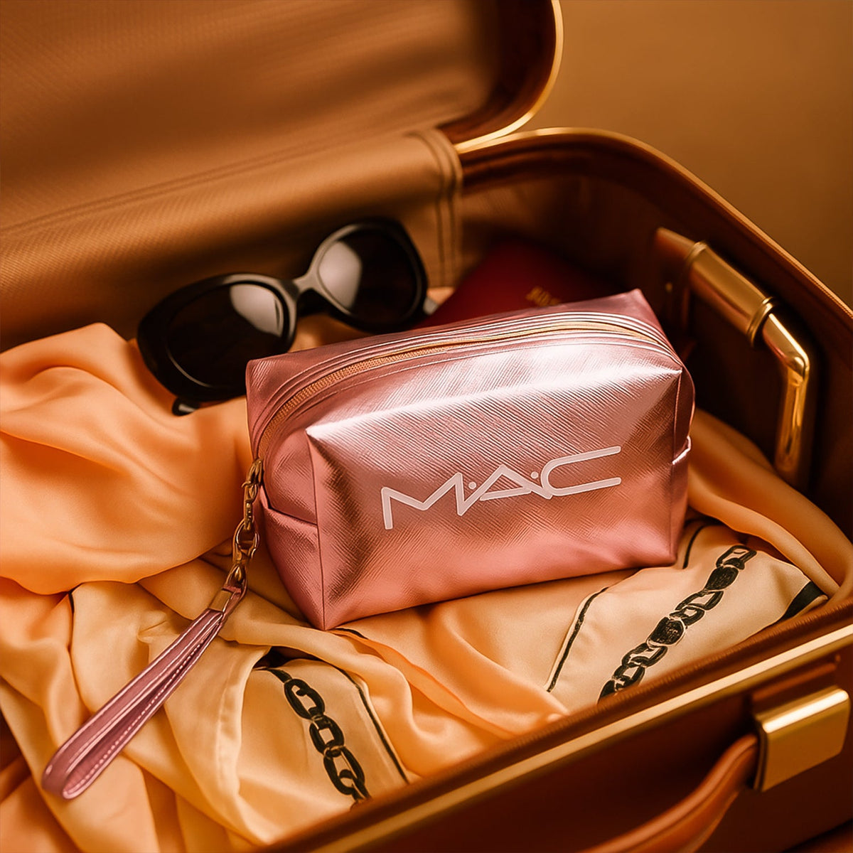 Metallic Travel Makeup Pouch - (1 Pc / Mix Design)