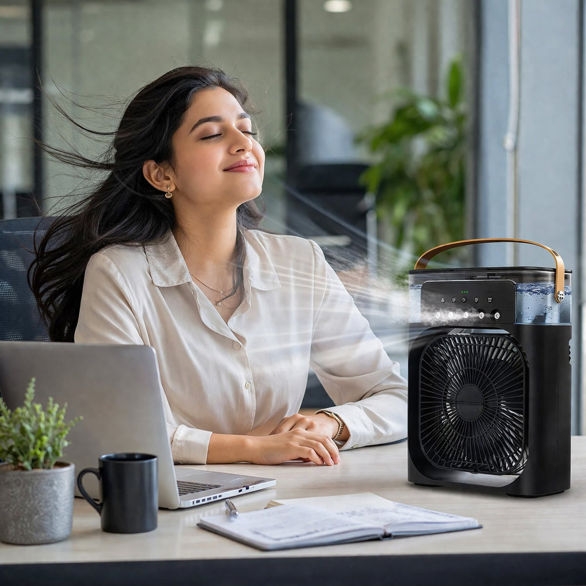 Portable Air Cooler Fan with 7-Color Light – Personal AC Fan