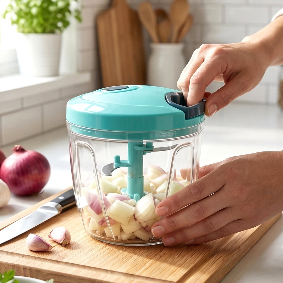6 BLADE 2IN1 MANUAL FOOD CHOPPER (900Ml)