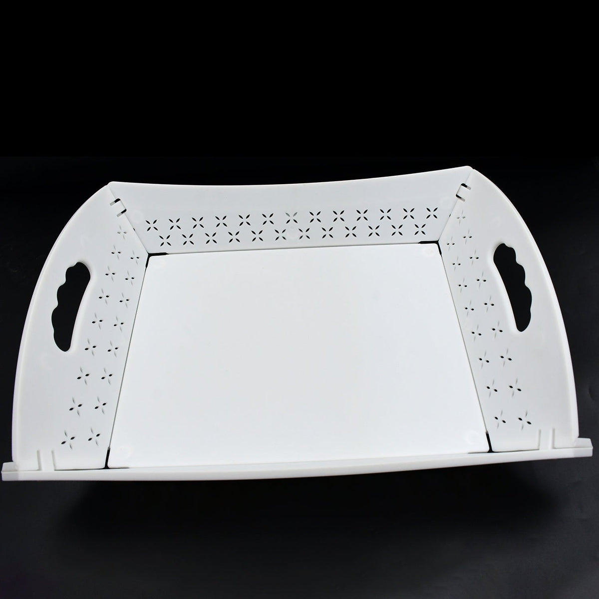 Foldable Plastic Serving Tray - Portable with Handle for Kitchen & Dining (1pc)