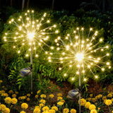 Solar Powered Warm White Starburst Firework Garden Light Set (2 Pc / 120 LED)