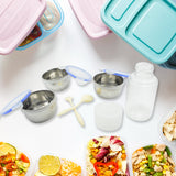 6In1 Tiffin Box-Lunch Box | 3 Stainless Steel Containers | Plastic lid Box | Spoon & Fork /Plastic Bottle | Insulated Fabric Bag | Leak Proof | Microwave Safe  for Office, College and School  (6 pcs)