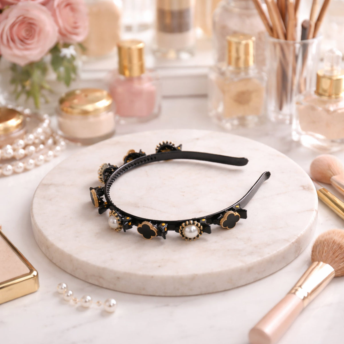 elegant black gold headband