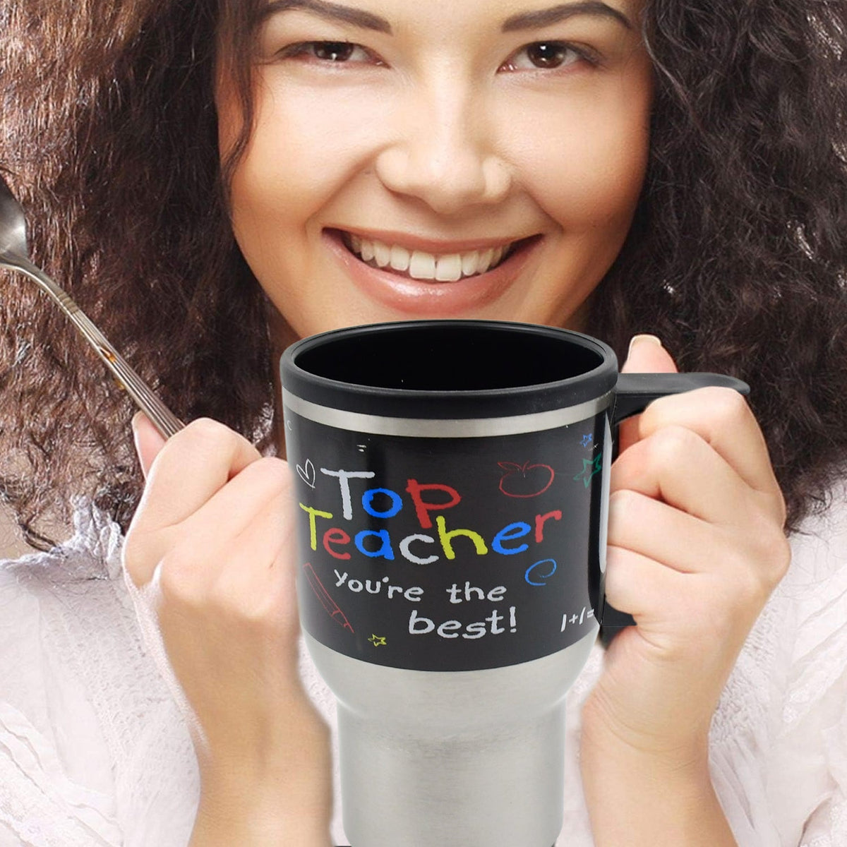 Stainless Steel Insulated Travel Mug - Double-Walled Vacuum Cup Lid & Handle, Tumbler