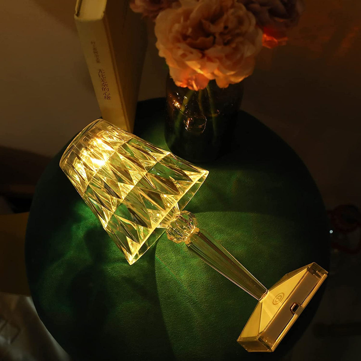 Crystal Diamond LED Table Lamp with 16 Colors – Bedroom Decor