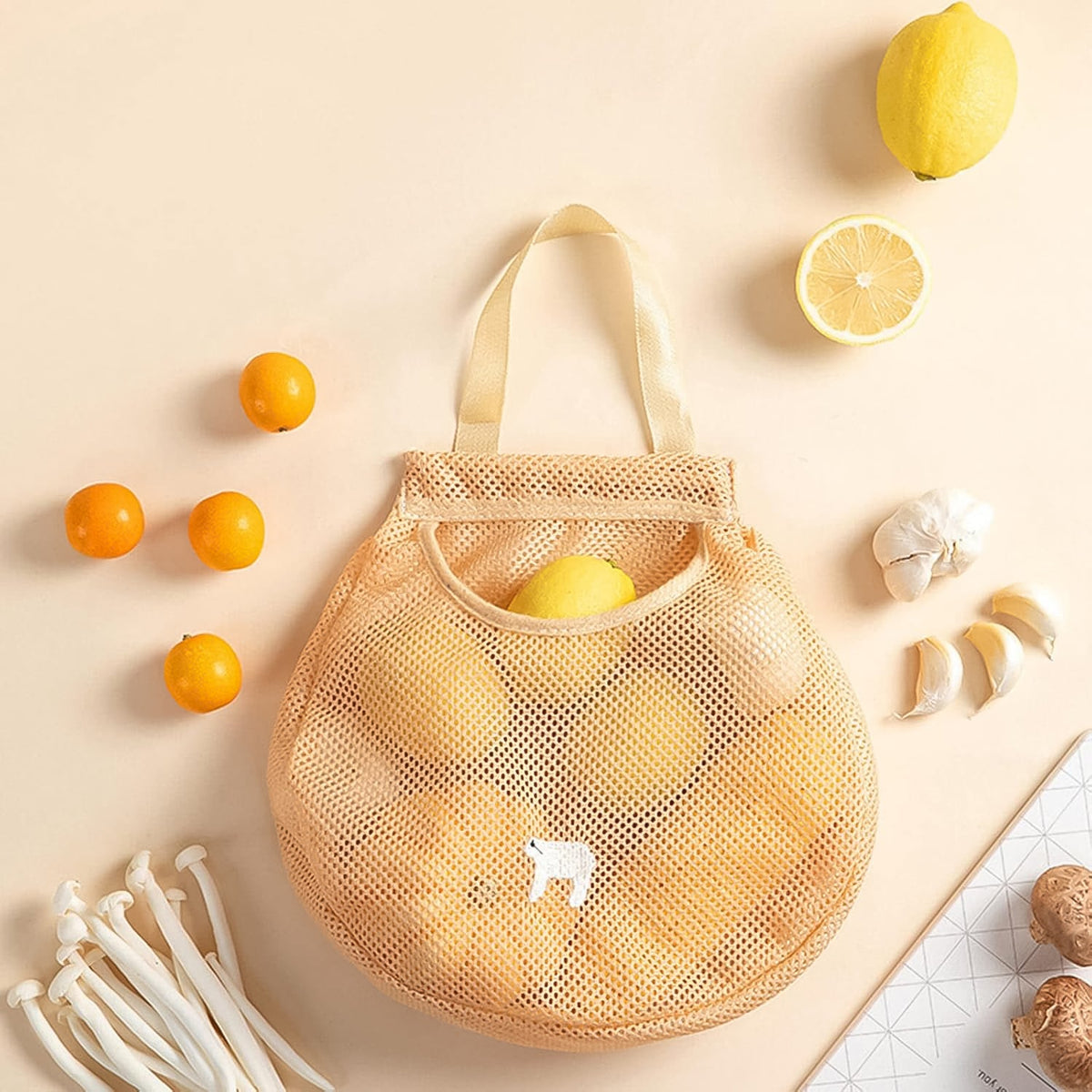 Reusable Mesh Grocery Bag with Handle (1 Pc)