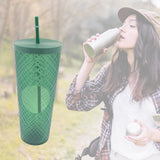 Cup with Straw & LED Lighting Reusable Matte Studded Tumbler (1 Pc)