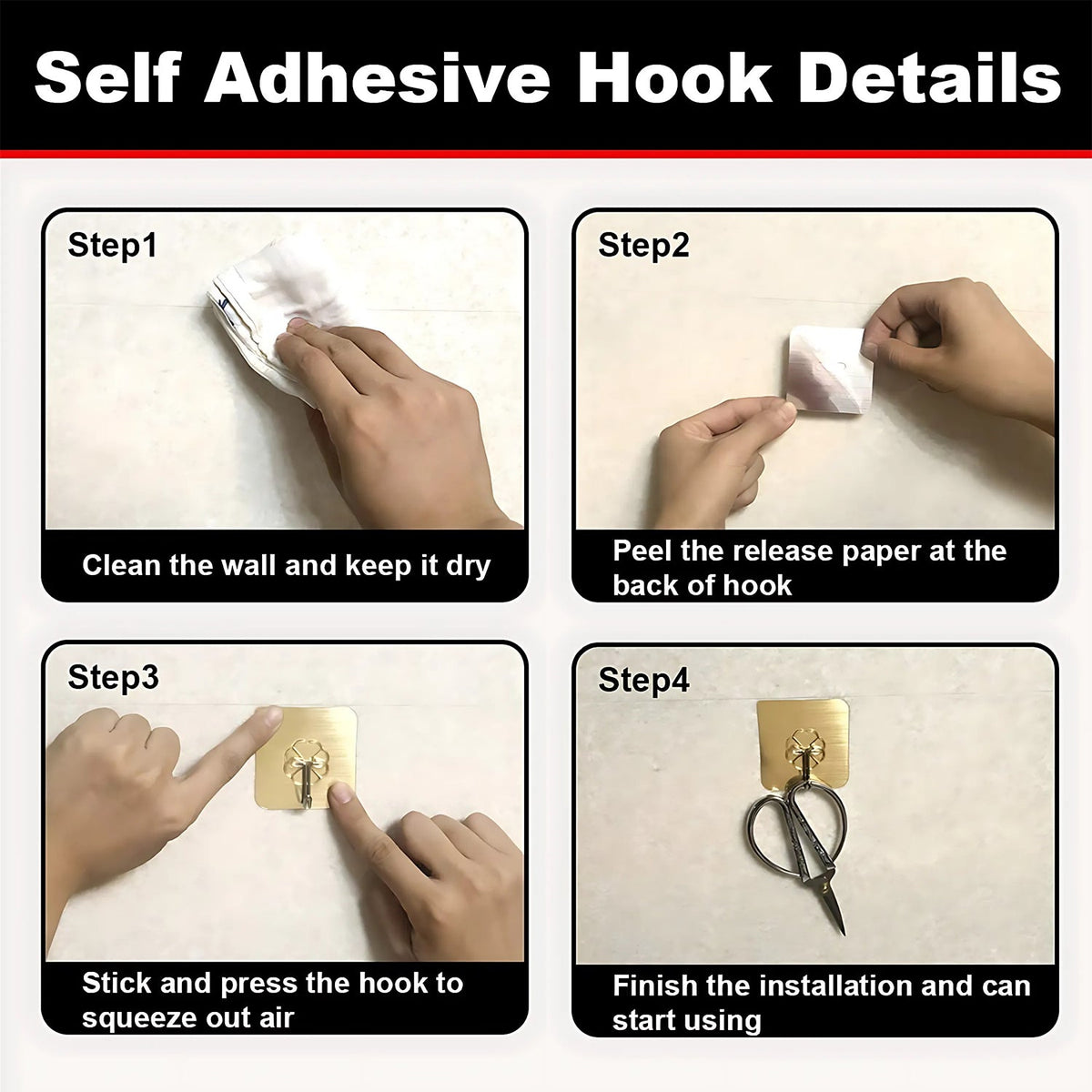 Oil & Water Resistant Sticky Hook for Wall Storage