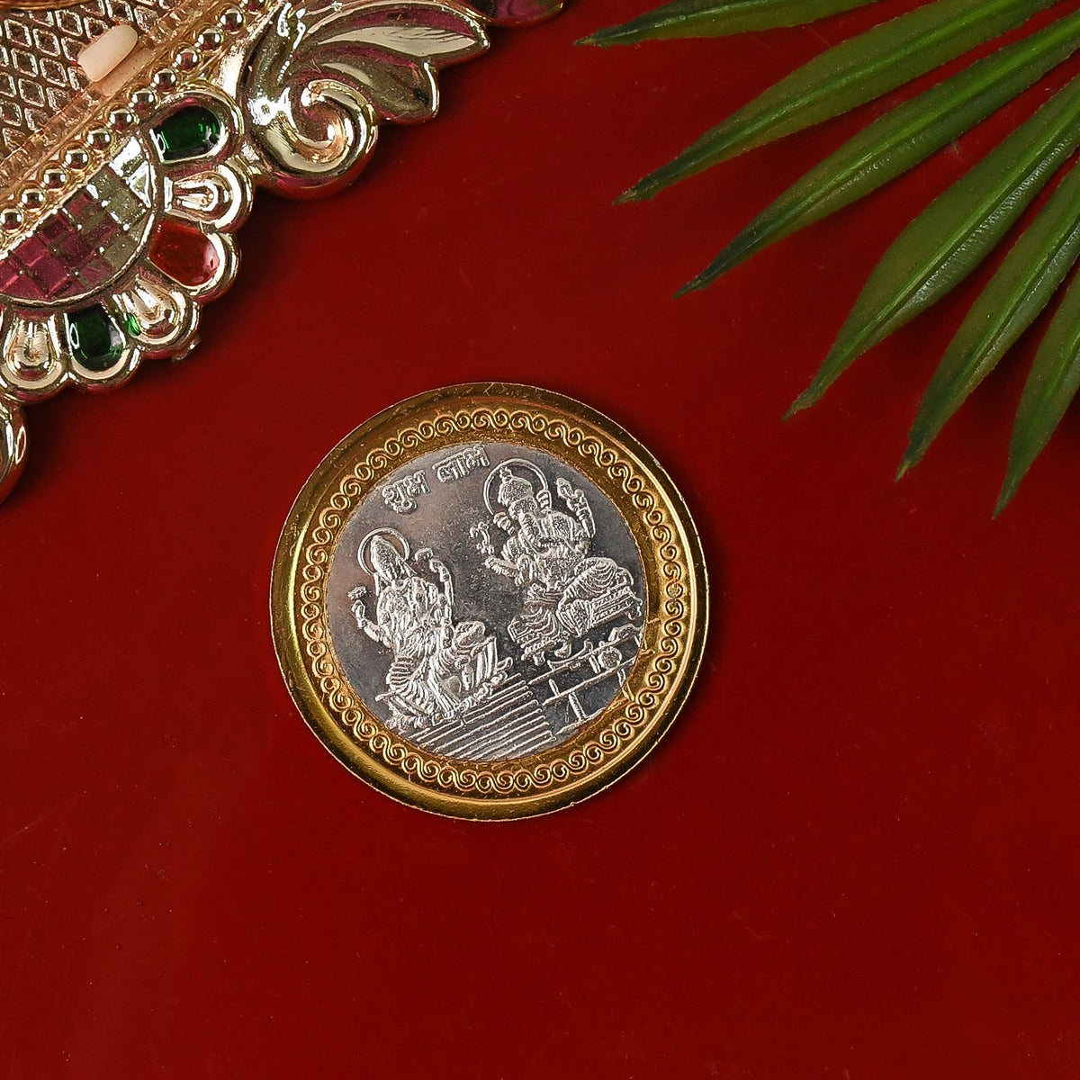 Premium Dual Finish Lakshmi Ganesh Coin for Pooja