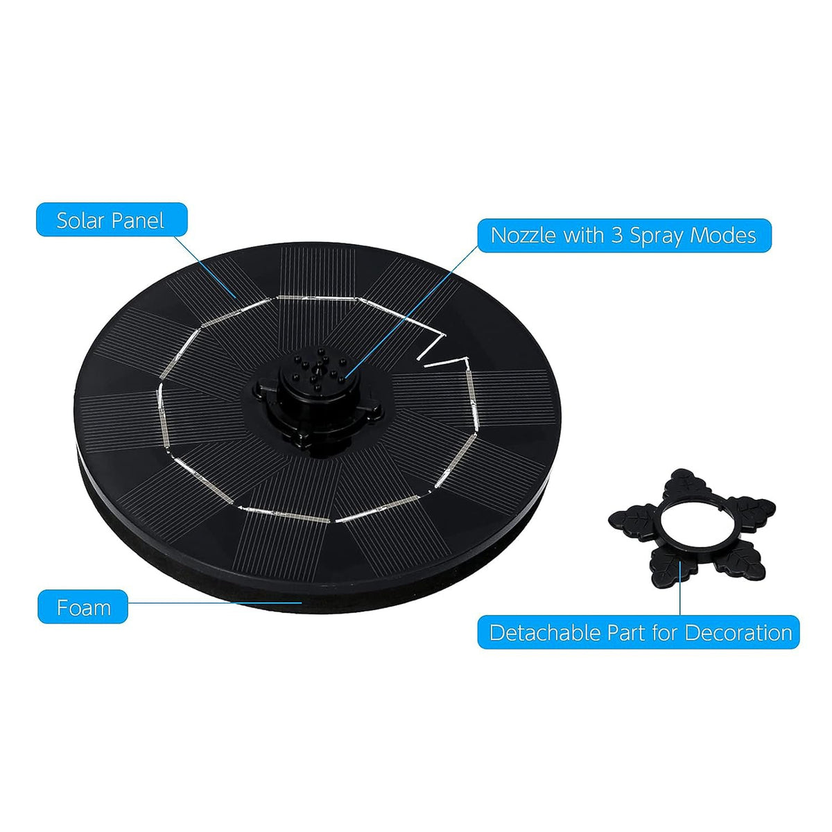 Fast Fountain by Pocket Hose - Solar-Powered - Instantly Adds a Water Feature Virtually Anywhere - 5 Spray Modes - No Installation or Batteries Required - Great for Bird Baths, Pools, Pond & More (1 Pc)