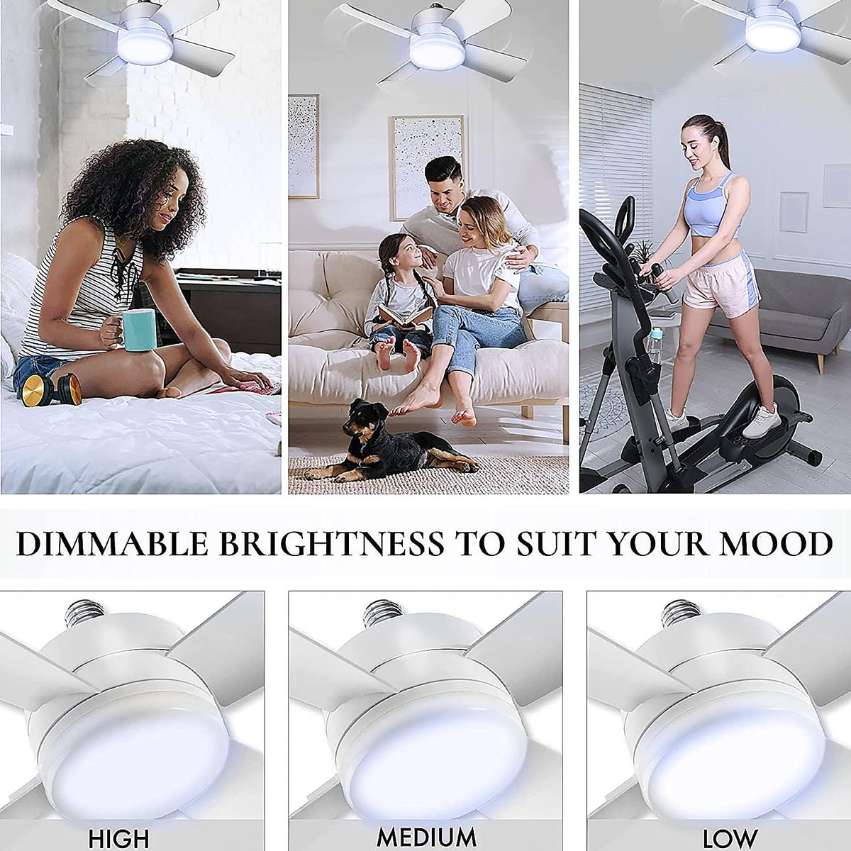 Original Cool LED Socket Fan Light 1000 Lumens 5000K Remote Controlled