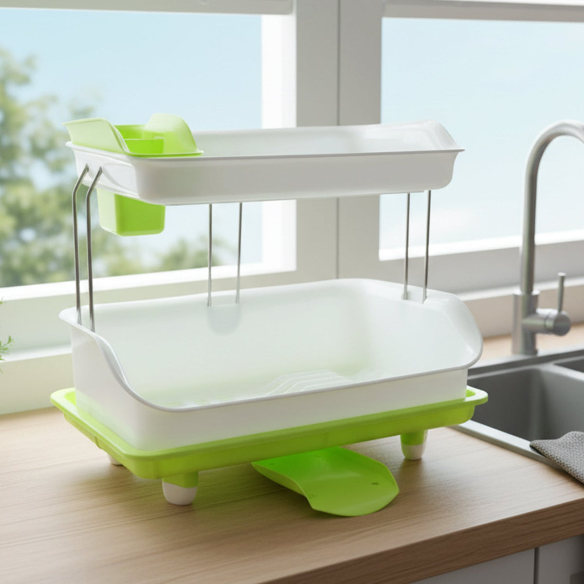 double tier dish drying rack kitchen accessory