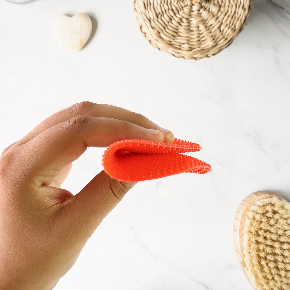 Multi-Use Red Silicone Scrub Pad